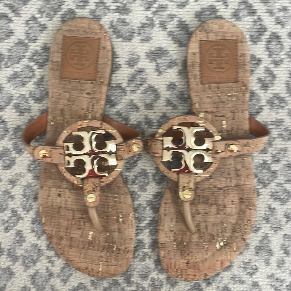 Tory Burch “Miller” cork with gold sandals